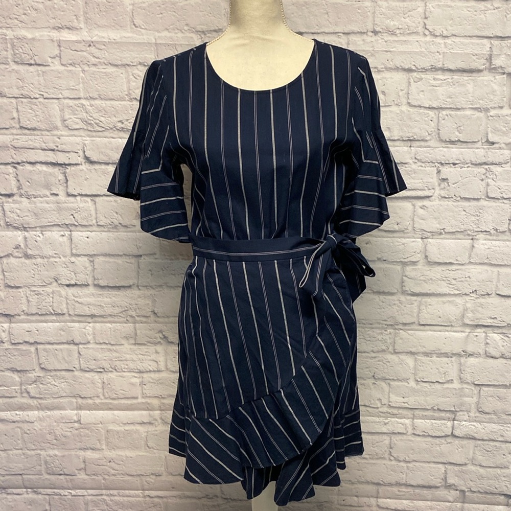Express Short Sleeve Striped Wrap Dress Sz M